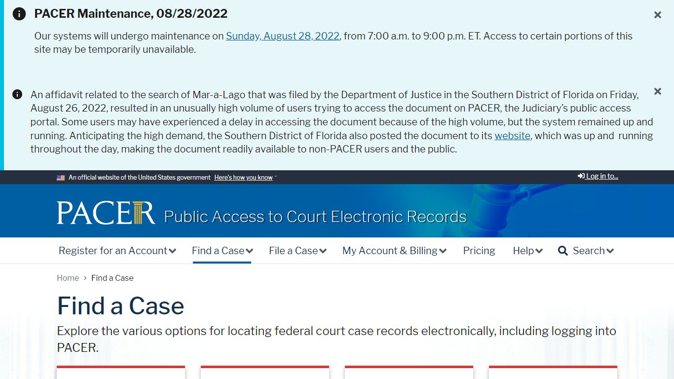 Find a Case | PACER: Federal Court Records